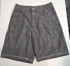 Guess Jeans Mens 34 Gray Denim Shorts Carpenter Utility Baggy Y2K Distressed